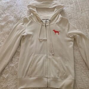 VS Victoria Secret PINK White Zip-Up Hoodie